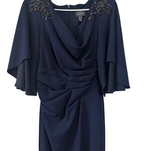 Adrianna Papell Navy Dress with Embellished Details